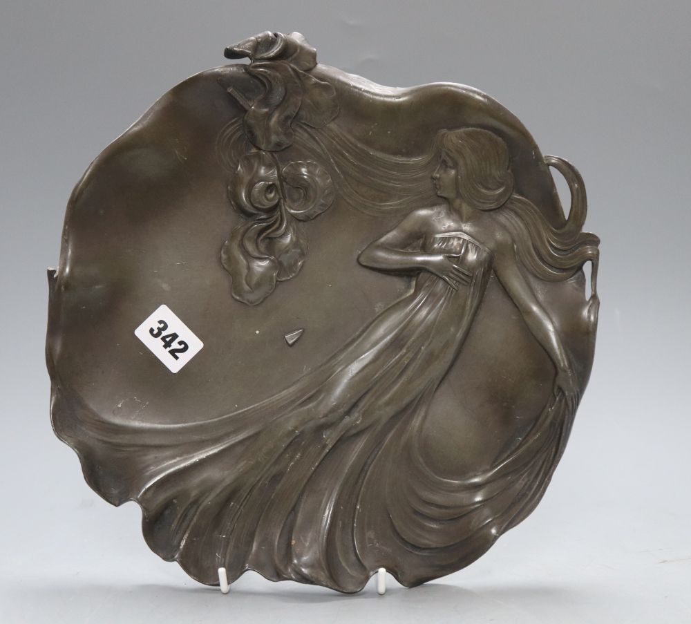 A WMF figural pewter dish, width 29cm